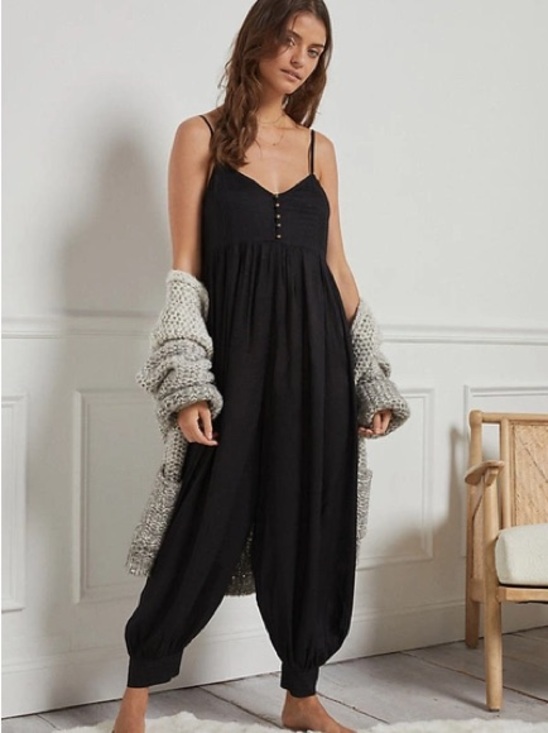 Anthropologie Pants - Anthropologie Black Spaghetti-Strap Harem Jumpsuit